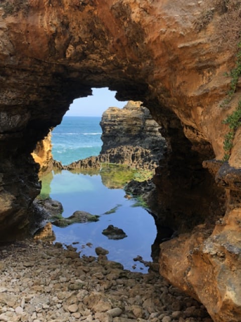 A cave near the ocean on the Great Ocean Road.