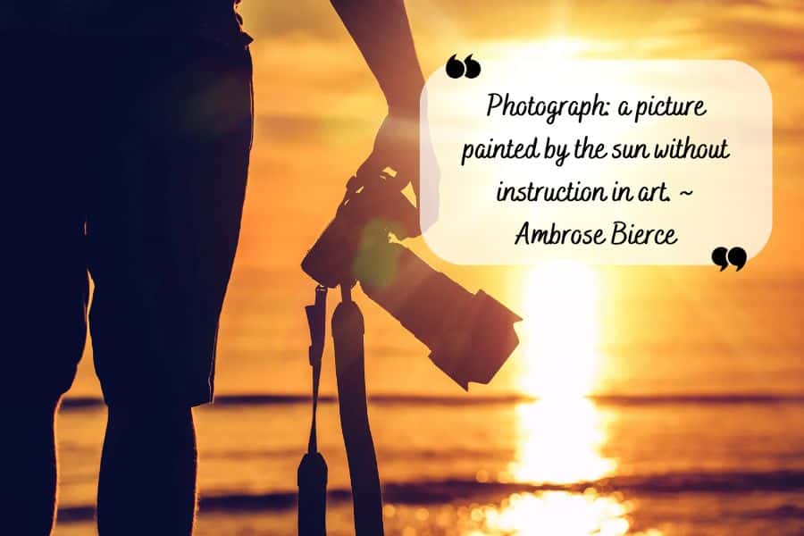 Photography quote on sunrise background with the quote below