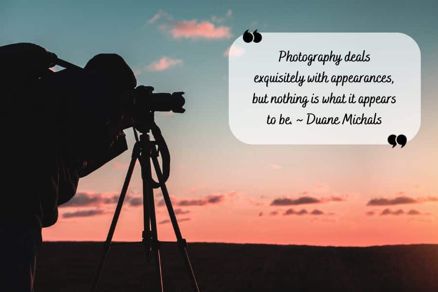 Photography quote on sunrise background with the quote below