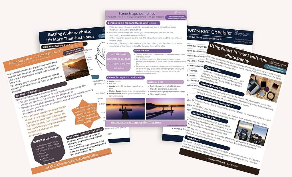 A set of brochures with a picture of a beach.